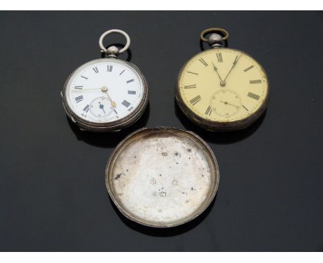 Two white metal cased pocket watches, one with white enamel dial marked warranted 800 silver and engraved to movement H Samue
