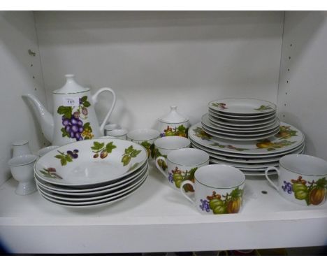 Royal Norfolk part dinner and table wares with fruit decoration (one shelf). 