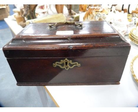 Georgian mahogany tea caddy (lacking interior). 
