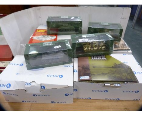 Four model tanks from the Ultimate Tanks Collection by Atlas Collections, boxed with booklets. 
