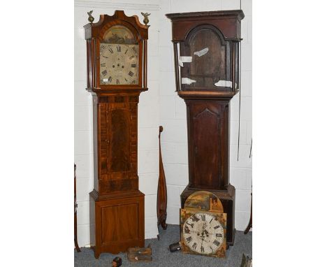 A mahogany eight day longcase clock, signed Jno Jones, Carnarvon, early 19th century, painted arch dial with Cavalry soldier 