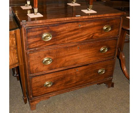 A George III mahogany three drawer chest on bracket feet, 91cm by 52cm by 85cm 