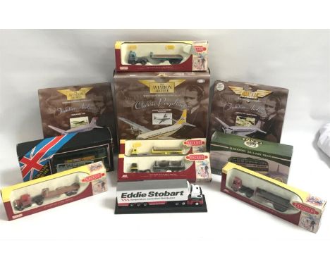 SELECTION OF CORGI, ATLAS, SOLIDO AND LLEDO TOY VEHICLEScomprising of a Boeing Stratocruiser, Douglas DC3 - Eastern airlines,