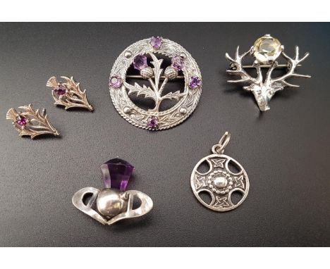 SELECTION OF SCOTTISH SILVER AND OTHER JEWELLERYcomprising a John Hart Iona silver pendant with Celtic motif decoration; an a