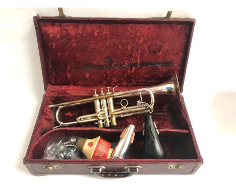 VINTAGE OLDS RECORDING BRASS TRUMPETthe bell engraved 'Olds Recording Made By F.E. Olds and Son, Fullerton, Calif', serial nu