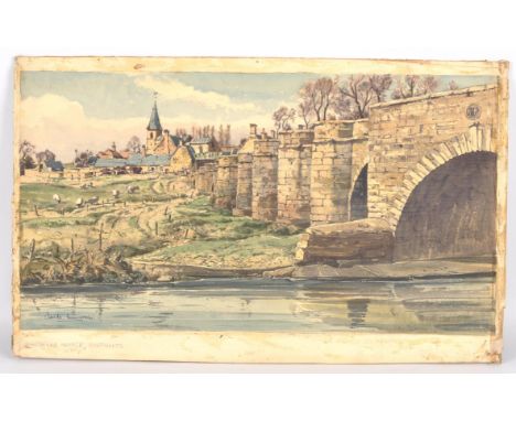 Claude Muncaster (British 1903-1974) Wansford Bridge, Northants, watercolour, signed lower left, 30 x 55cm. UnframedCondition
