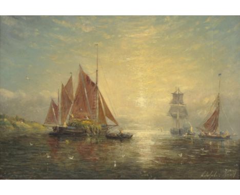 Adolphus Knell (British 1805-1875), Vessels off the coast, oil on board, signed lower right, 19 x 27cm. Framed Condition Repo