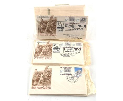 Stamps - Australia, 1980s stamps, cards, aerogrammes and first day covers in one (1) archive box. Heavily duplicated (1 Box)