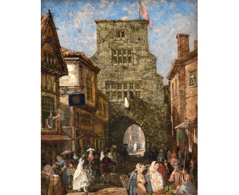 Margaret Rayner (1837-1920), The Black Gate, Newcastle upon Tyne, watercolour and gouache, 58 x 47cm. Framed and glazed. Cond