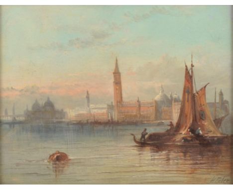 Henry Foley (British fl. 1870-1880), Venice from the Lagoon, oil on canvas, signed lower right, 20 x 25.5cm. FramedCondition 