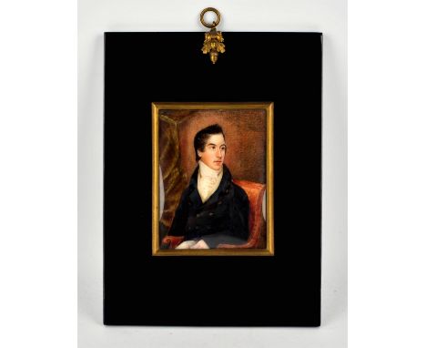 English Provincial School (19th  century), Portrait miniature of a gentleman, watercolour, 10 x 7.5cm. Framed and glazed.Cond