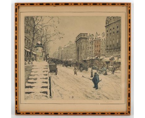 Tavik Frantisek Simon (Czech 1877-1942), Paris, Place Maubert (1914), colour lithograph, initialled in the plate, signed lowe