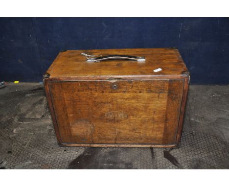 A VINTAGE MOORE AND WRIGHT ENGINEERS TOOL CHEST with lift off front door concealing four short over three graduated drawers a