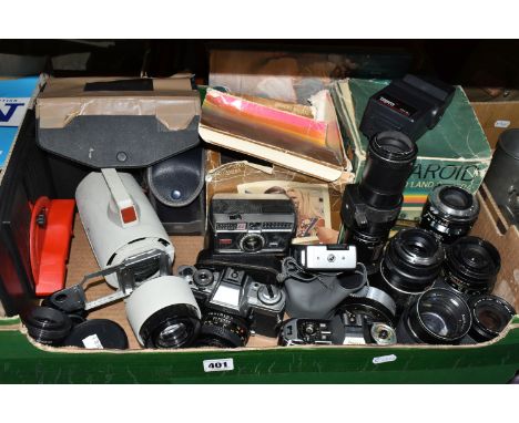 TWO BOXES OF CAMERAS, ACCESSORIES AND PHOTOGRAPHY BOOKS, to include a Minolta XG-M fitted with an f1.7 50mm lens, a Nikon FG-