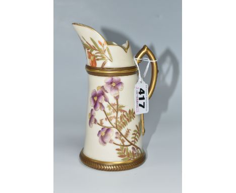 A ROYAL WORCESTER TUSK JUG, decorated with flowers, printed green backstamp, height 14.5cm (1) (Condition Report: appears in 