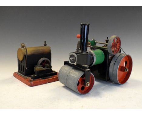 Mamod green steam tractor, together with standard model steam engine  