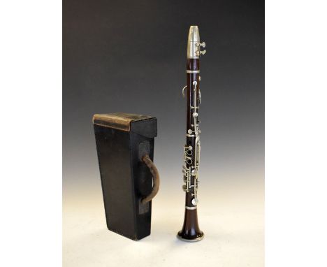 Unbranded hardwood clarinet, cased  