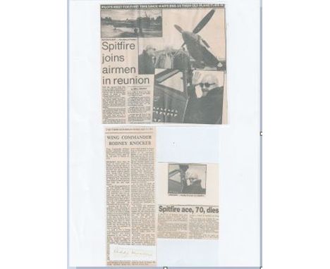 Signature, Obituary and news item of Squadron Leader Rodney A. Nocker 264 Defiant Squadron Battle of Britain. Good condition.
