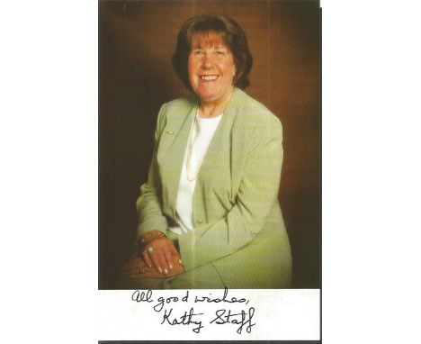 Kathy Staff signed small colour photo of The Last of the Summer Wine actress. Good condition. All signed items come with our 