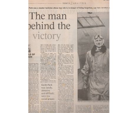 The Times A3 size UNSIGNED analysis tribute of the great New Zealander Air Chief Marshal Sir Keith Rodney Park GCB KBE MC* DF