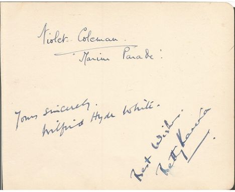 Wilfred Hyde White signature piece. 12 May 1903 - 6 May 1991 was an English character actor of stage, film and television, wh