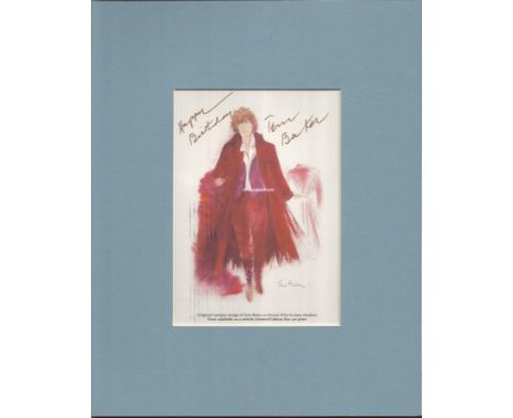 Tom Baker signed colour sketch mounted as Dr Who. Good condition. All signed items come with our certificate of authenticity.