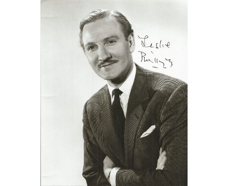 Leslie Phillips signed 10x8 b/w photo. English actor who came to prominence in films in the 1950s, acting as a suave charmer 