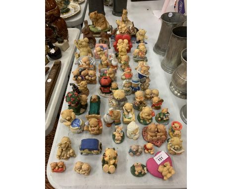 A LARGE QUANTITY OF CERAMIC ANIMAL FIUGURES TO INCLUDE A NUMBER OF 'ANDREW BROWNSWORD' TEDDIES ETC 