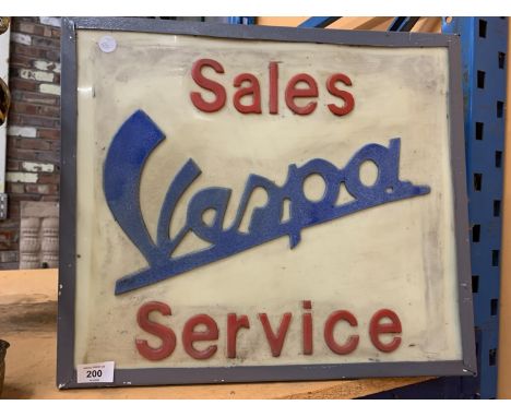 A 'VESPA SERVICE' LIGHT BOX ADVERTISING SIGN 