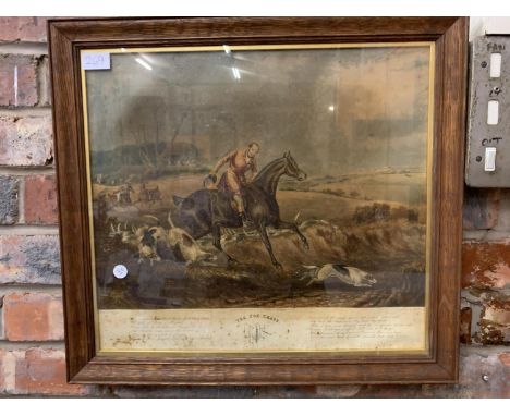 A FRAMED PRINT BY E C TURNER OF 'THE FOX CHASE' 1835 