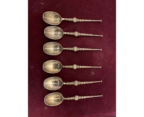 SIX SILVER VINTAGE APOSTLE TEASPOONS 