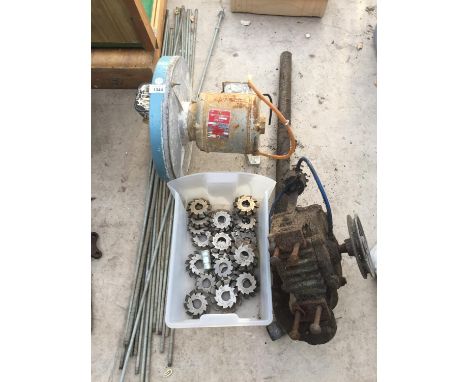 TWO VINTAGE MOTORS AND COGS ETC 