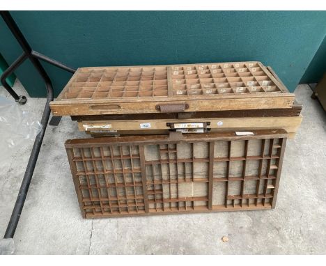 NINE VINTAGE PRINTER'S DRAWERS 
