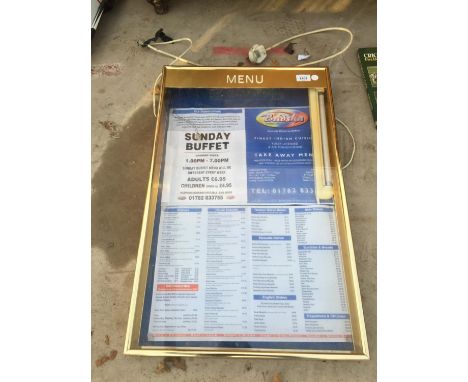 A VINTAGE LIGHT UP MENU ADVERTISING BOARD 