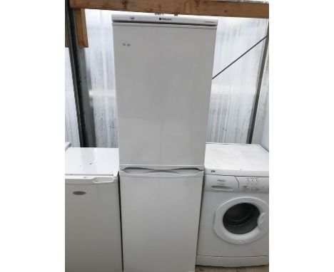 A HOTPOINT FIRST EDITION FRIDGE FREEZER, IN GOOD CLEAN CONDITION. BELIEVED IN WORKING ORDER BUT NO WARRANTY 