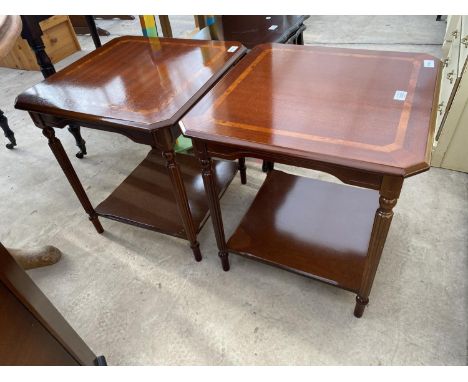 TWO INLAID MAHOGANY LAMP TABLES 