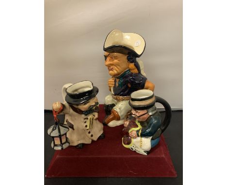 THREE TOBY JUGS TO INCLUDE A PIRATE, TAILOR AND GENTLEMAN WITH LAMP 