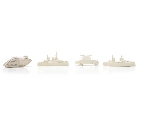 A collection of First World War crested china to include a Carlton china 'The British Tank', two HMS Queen Elizabeth frigates