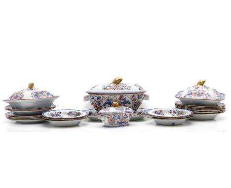 A Spode Stone China dinner service 19th century, each decorated with floral motifs, comprising 6 dinner plates, 24.5cm diamet