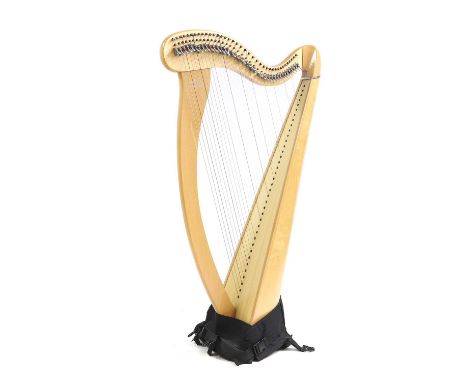 A Camac Melusine 38 string harp, in maple finish and fully levered, complete with dust cover and soft carry bag136cm highCond