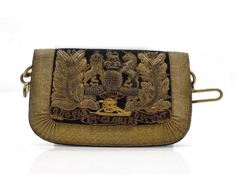 A Victorian Royal Artillery officer's dress pouch,  the face edged with gold lace of regimental pattern. To the centre, heavi