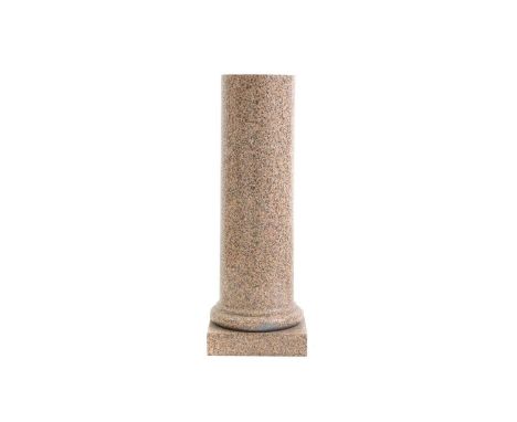 A pink granite pedestal column 20th century, with a moulded base on a plinth,119cm highCondition ReportNibbles in places. Pai