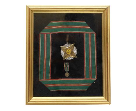 Brunei, Sultanate, Order of Merit of Brunei, Third Class neck badge, silver, silver-gilt and enamel, unmarked, with miniature
