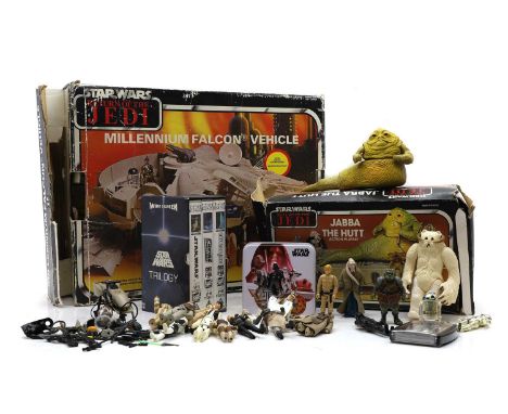 A Star Wars: Return of the Jedi, Millennium Falcon c.1983, both with original box,together with and Jabba the Hut Action Play