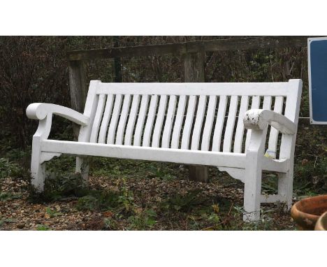 A large white-painted garden bench 20th century, 188cm wide 68cm deep92cm high, seat 42cmCondition ReportUsed and with wear a