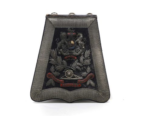 A 4th Lancashire Artillery volunteers officer's sabretache 19th century, for full dress occasions, woven in silver bullion wi