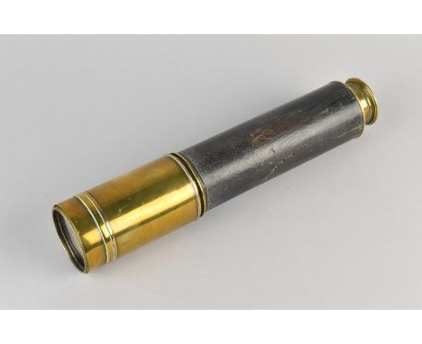 A 19th Century Leather and Brass Three Drawer Telescope by Ross of London, No 75985