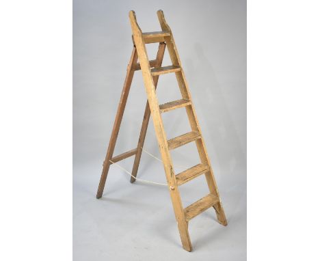 A Vintage Wooden Folding Step Ladder