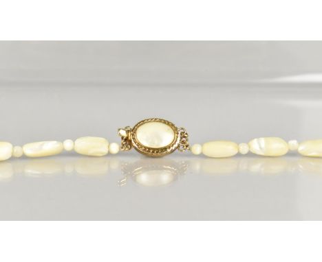 A Vintage Mother of Pearl Necklace (Possibly Balamuti), Conical and Spherical Beads with Large Gold and Mother of Pearl Clasp