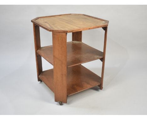 An Early/Mid 20th Century Oak Unit with Square Canted Top to Open Shelf Base, 50.5x58cm high